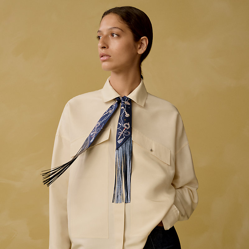 Les Cles a Pois leather fringes Twilly | Hermès Mainland China